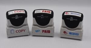 Accustamp2 Pre-Inked Shutter Stamp with Microban Red/Blue COPY PAID RECEIVED